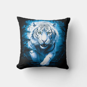 Coussin Tigre blanc sauvage Mystique de la forêt