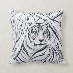 Coussin Tigre Blanc Se Mélange En