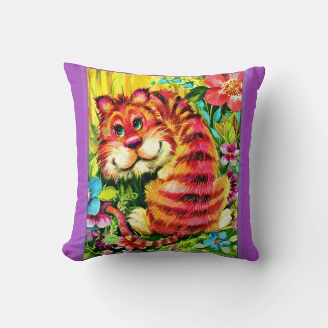 Coussin tigre coloré (Recto)