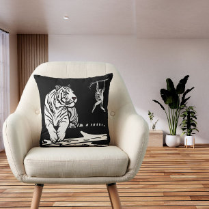 Coussin Tigre De Chat De La Jungle À La Vue Sauvage Sur Bl