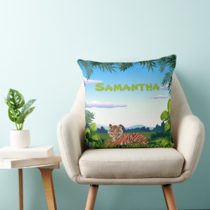 Coussin Tigre de jungle personnalisé