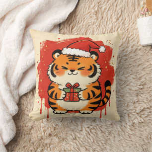 Coussin Tigre de Noël du zodiaque chinois