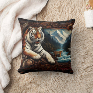 Coussin Tigre Du Bengale Reposé Près Du Fleuve De Montagne