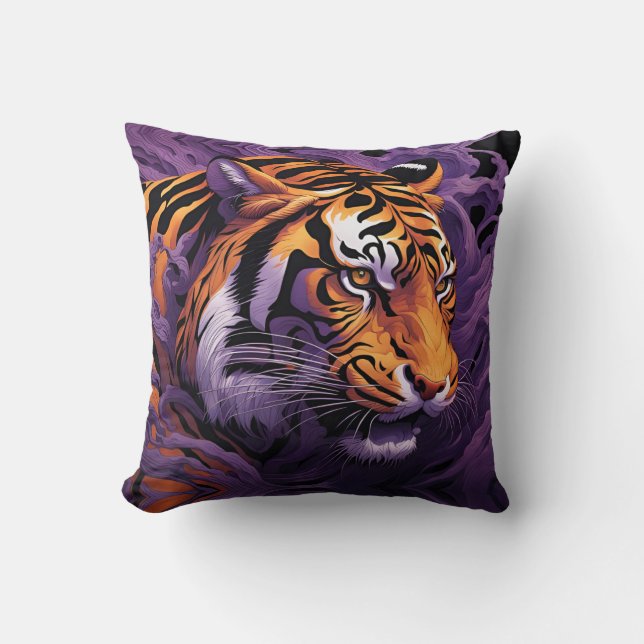 Coussin Tigre en violet (Recto)