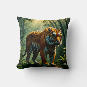 Coussin Tigre héroïque aux rayures éclatantes