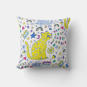 Coussin Tigre infantile et Motif arc-en-ciel