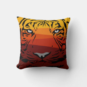 Coussin Tigre motif animal design plat texture colorée