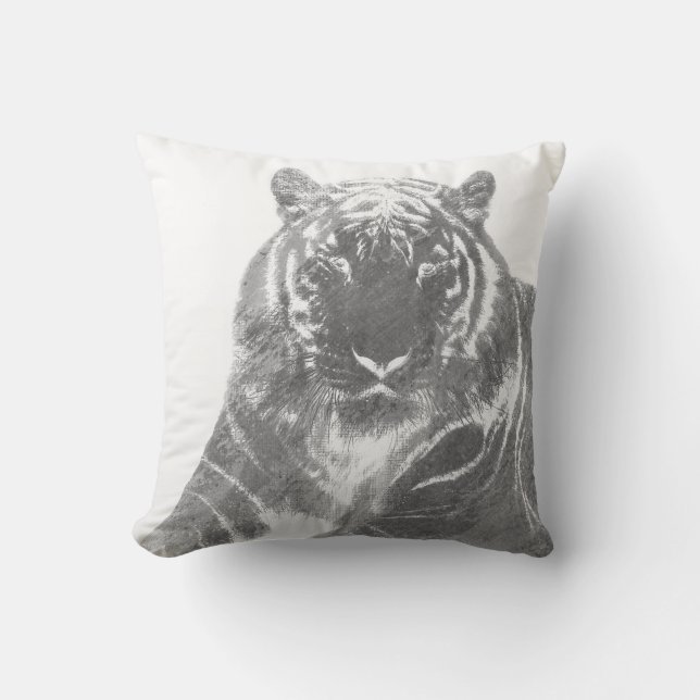 Coussin Tigre noir et blanc (Recto)