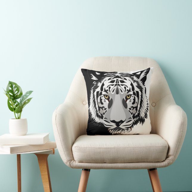 Coussin Tigre noir et blanc  (Chaise)