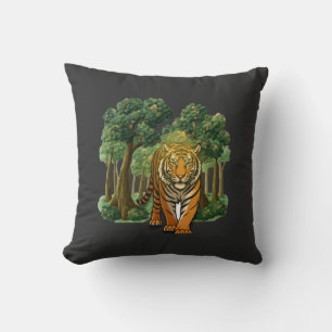 Coussin « Tigre sauvage dans la forêt – Jungle à la lumièr