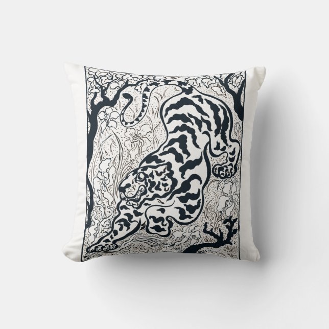 Coussin Tigre vintage Dans L'Art De La Jungle (Recto)