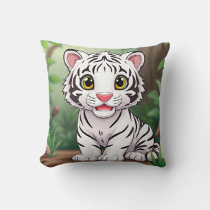 Coussin Tigreau blanc de dessin animé adorable