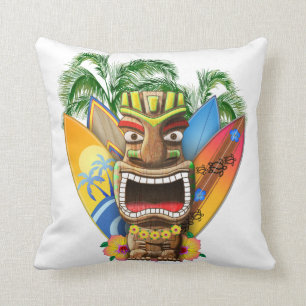 Coussin Tiki hawaïen surfant