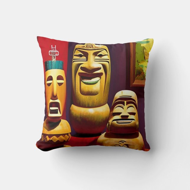 Coussin Tiki intérieur Vie Ken Gage Art (Recto)