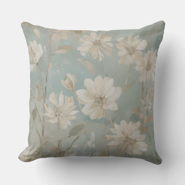 Coussin Tilleul Beige Salsa Crème Floral Douce (Recto)