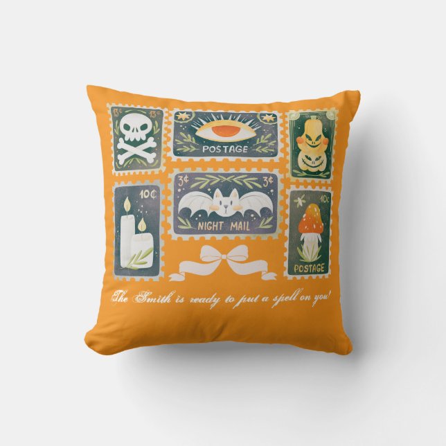 Coussin Timbre Citrouille de saison Éffrayante Halloween R (Recto)
