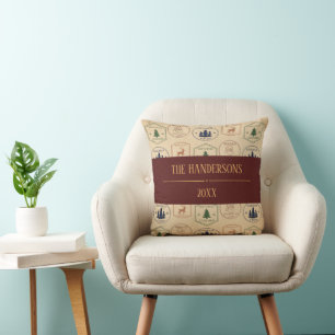 Coussin Timbre de Noël de style vintage