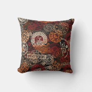 Coussin Timbre en caoutchouc et badge de grunge