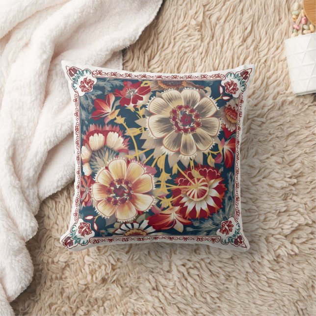 Coussin Timbre Floral polonais - Motif Fleur complexe (Couverture)