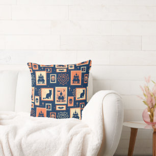 Coussin Timbres d'artiste Halloween Rétro