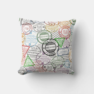 Coussin Timbres de voyage
