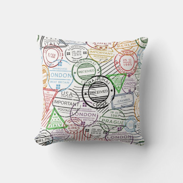 Coussin Timbres de voyage (Recto)