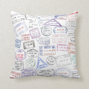 Coussin Timbres-passeports visa internationaux sur un orei