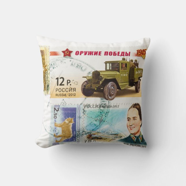 Coussin Timbres russes (Recto)