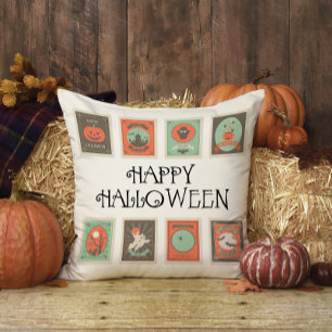 Coussin Timbres vintages Plaisir Joli Halloween