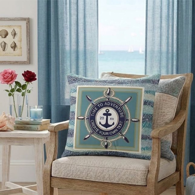 Coussin Time To Adventure Custom Maritime Boat Name (Créateur téléchargé)