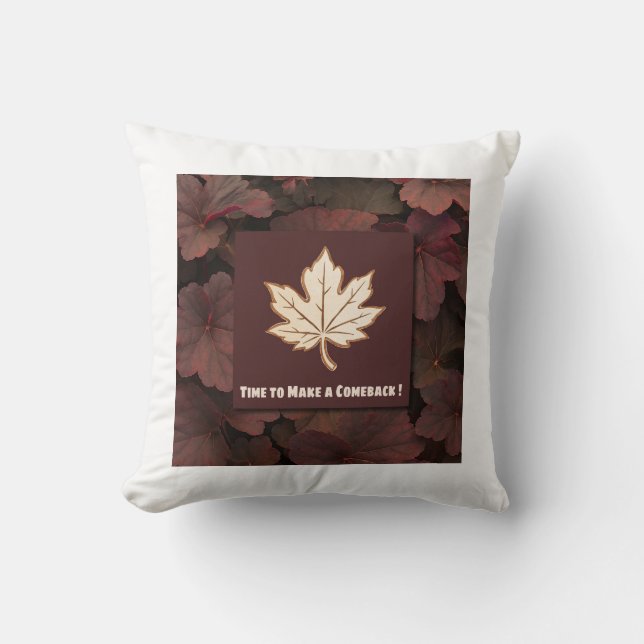 Coussin Time to Make a Comeback – Autumn Leaf Pillow (Recto)