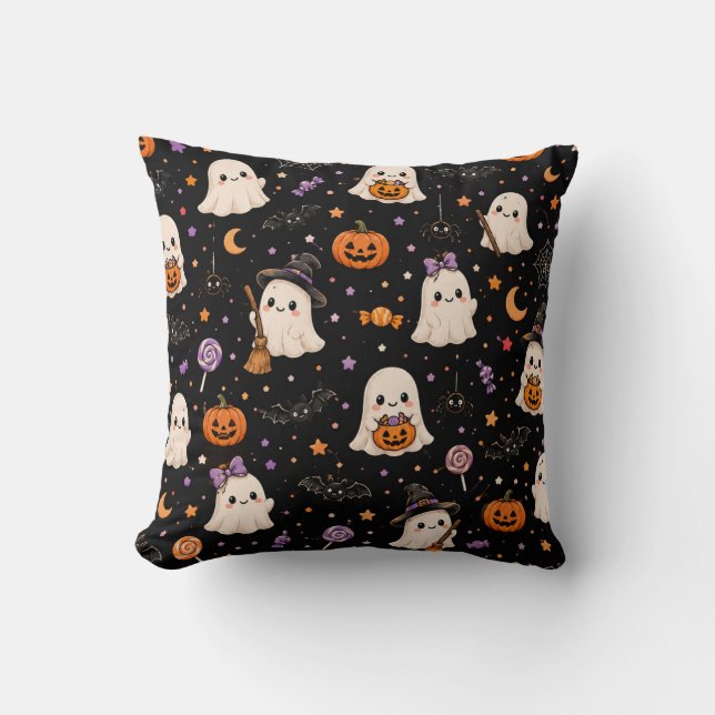 Coussin Tiny Ghost Halloween | Mignons fantômes effrayants (Recto)
