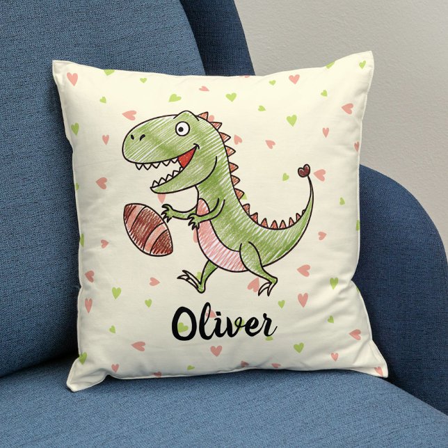 Coussin Tiny Trex Jouer Au Football Personnalisé (Créateur téléchargé)