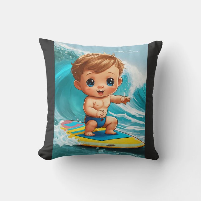 Coussin Tiny Wave Rider - Baby Surfer Vibes (Recto)