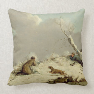 Coussin Tir de canard en hiver (huile sur la toile)