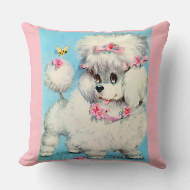 Coussin tirage de chiot d'abeille et de poodle (Recto)