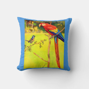 Coussin tirage de moineaux et de perroquets