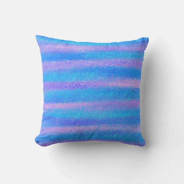 Coussin Tirures Iridescentes Chatoyantes Turquoise Rose (Recto)