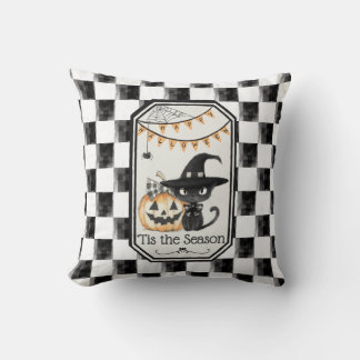 Coussin "Tis Season Happy Halloween Checkerboard