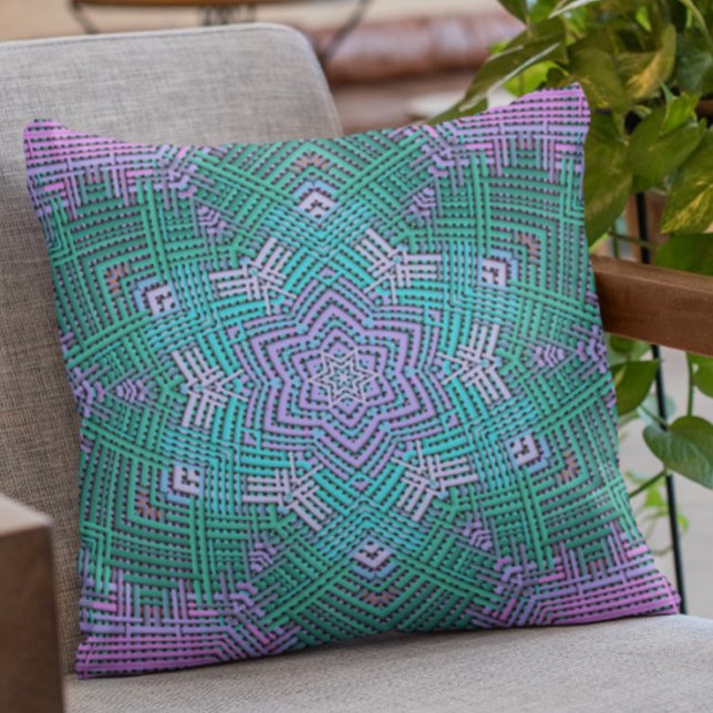 Coussin Tisser Mandala rose et bleu (Créateur téléchargé)