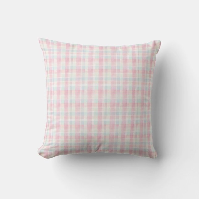 Coussin Tissu à carreaux de Pâques – Douce Pastel  (Recto)