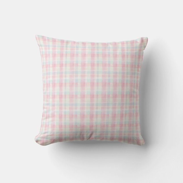 Coussin Tissu à carreaux de Pâques – Pastel Mignon   (Recto)