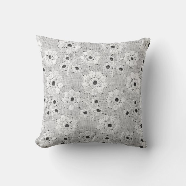 Coussin Tissu blanc texture dentelle fine avec élégance do (Recto)
