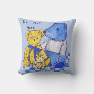 Coussin tissu bleu de pique-nique de contrôle avec trois