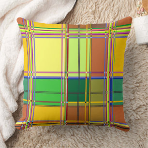 Coussin Tissu Coloré Madras Tartan des Caraïbes