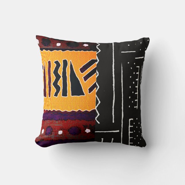 Coussin Tissu de boue africain contemporain (Recto)
