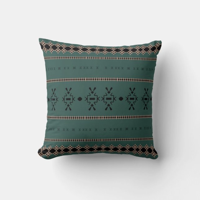 Coussin Tissu de boue verte de la forêt tribale (Recto)