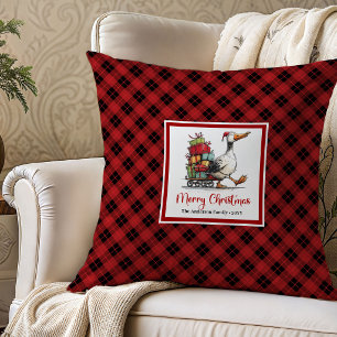 Coussin Tissu de décoration drôle de Noël avec des oies jo