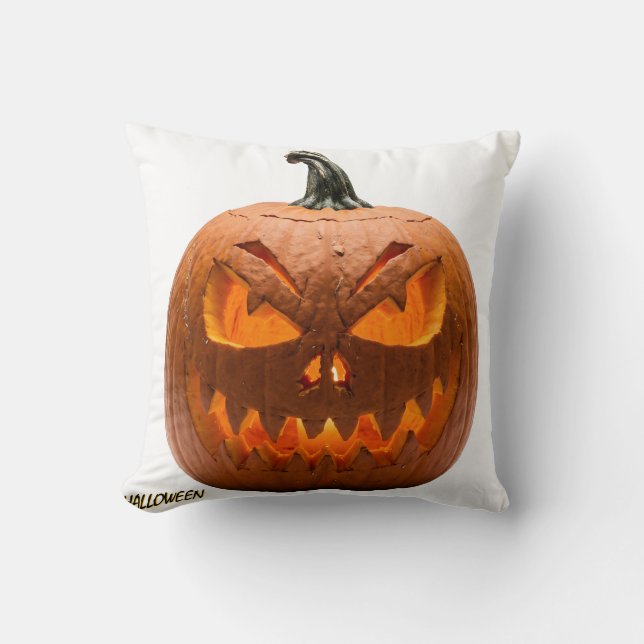 Coussin Tissu de lancer de citrouille Jack O Lantern Hallo (Recto)