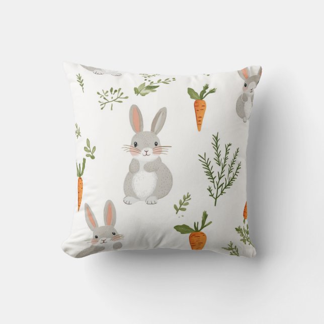 Coussin Tissu de lapin et de carotte adorable 1 (Recto)